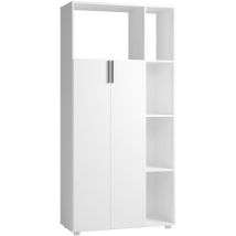 Pegane - Armoire, placard de rangement avec 2 portes coloris blanc - longueur 90 x profondeur 38 x hauteur 186 cm
