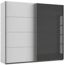Armoire placard meuble de rangement coloris blanc/graphite - Longueur 225 x Hauteur 210 x Profondeur 65 cm Pegane
