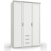 Armoire placard meuble de rangement coloris imitation chêne blanc - Longueur 135 x Hauteur 208 x Profondeur 58 cm Pegane