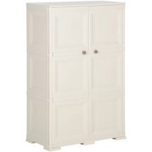 Rubberskin - inlife Armoire en plastique 79x43x125 cm Design de bois Crème