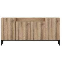 Epikasa - Armoire à Usages Multiples Annalisa, Panneau Aggloméré Mélaminé, Plastique, Noyer, 160x42x75 cm