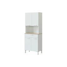Meuble de cuisine KIRA – 0F9940A – Colonne de cuisine – Longueur 186 cm – Hauteur 72 cm – Largeur 40 cm – Blanc Artik et Chêne Canadien