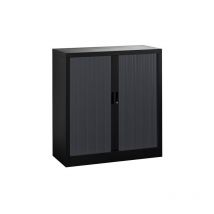 Sans Marque - Armoire à rideaux démontable corps noir 107 x 100 cm - rideaux anthracite - Maxiburo