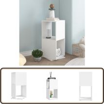 Armoire rotative Blanc 34,5x34,5x75,5 cm bois d'ingénierie - Bibliothèque Blanche - Bibliothèque Tournante - Étagère Rotative - Meubles De Rangement