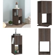 Armoire rotative Gris chêne 34,5x34,5x75,5 cm bois d'ingénierie - Bibliothèque Tournante - Bibliothèque Rotative - Étagère Pivotante - Meubles De