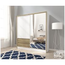 Azura Home Design - Armoire sara en plusieurs couleurs 204 x 214 x 62 cm - Chêne/Blanc