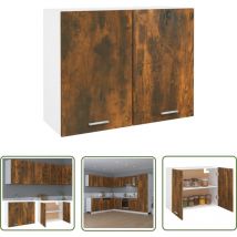 The Living Store Armoire suspendue Chêne fumé 80x31x60 cm Bois d'ingénierie - Armoire Suspendue - Meuble De Cuisine - Rangement Cuisine - Armoire