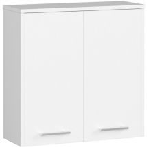 Armoire salle de bains akord fin accr. au mur Blanche 60 cm 2 portes façade Blanche 2 étagères 60x22,5x60 cm