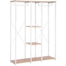 Armoire tringle à vêtements extra large et étagère à chaussures avec étagère en bois et acier marron blanc