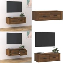 Armoire tv suspendue Chêne marron 80x36x25 cm Bois d'ingénierie - Meuble Tv Suspendu - Armoire Tv Murale - Meuble Tv Design - Meuble Tv Moderne