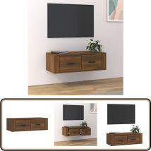 Armoire tv suspendue Chêne marron 80x36x25 cm Bois d'ingénierie - Meuble Tv Suspendu - Armoire Tv Murale - Meuble Tv Design - Meuble Tv Moderne