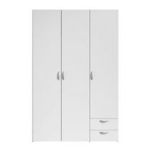Armoire VARIA - Décor blanc - 3 portes + 2 tiroirs - L 120 x H 185 x P 51 cm - PARISOT