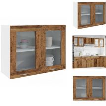 Armoire verre suspendue vieux bois 80x31x60cm bois ingénierie - Armoire En Verre Suspendue - Armoires En Verre Suspendues - Armoire De Cuisine