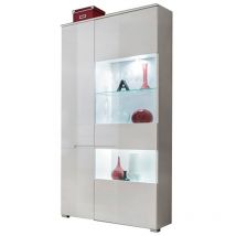Dusine - Armoire Vitrine led bibliothèque 90 cm commode sencia Blanc Laqué