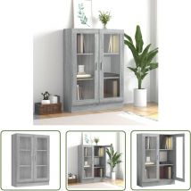 Devenirriche - The Living Store Armoire à vitrine Sonoma gris 82,5x30,5x115cm Bois d'ingénierie - Bibliothèque - Meuble tv - Rangement Intérieur