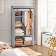 Armoire à Vêtements, Penderie, 1 Tringle à Vêtements, 6 Niveaux, Tissu Non-tissé, Cadre Métallique, 45 x 88 x 168 cm, pour Chambre, Couloir,