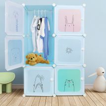 Armoire,Garde-robe DIY,Penderie,Étagère de Rangemen,rganisateur modulaire de stockage, armoire de gain de place, unité de stockage de coffret,bleu