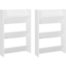 True Deal - Inlife Armoires À Chaussures Murales 2 Pcs Blanc 60x18x90 Cm Aggloméré