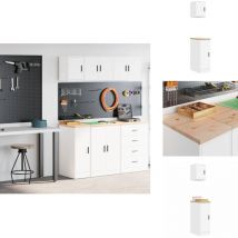 Armoires de garage 2 pcs blanc bois d'ingénierie - Armoire De Garage - Armoires De Garage - Armoire De Rangement De Garage - Armoire à Outils