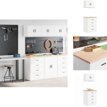 Armoires de garage 2 pcs blanc bois d'ingénierie - Armoire De Garage - Armoires De Garage - Armoire De Rangement De Garage - Armoire à Outils
