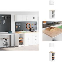 Armoires de garage 2 pcs blanc bois d'ingénierie - Armoire De Garage - Armoires De Garage - Armoire De Rangement De Garage - Armoire à Outils