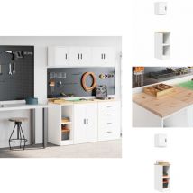 Armoires de garage 2 pcs blanc bois d'ingénierie - Armoire De Garage - Armoires De Garage - Armoire De Rangement De Garage - Armoire à Outils