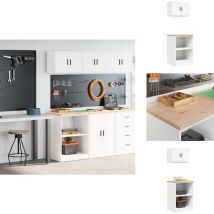 Armoires de garage 2 pcs blanc bois d'ingénierie - Armoire De Garage - Armoires De Garage - Armoire De Rangement De Garage - Armoire à Outils