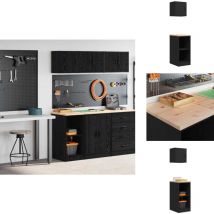 Armoires de garage 2 pcs noir bois d'ingénierie - Armoire De Garage - Armoires De Garage - Armoire De Rangement De Garage - Armoire à Outils