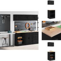 Armoires de garage 2 pcs noir bois d'ingénierie - Armoire De Garage - Armoires De Garage - Armoire De Rangement De Garage - Armoire À Outils