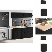 Armoires de garage 2 pcs noir bois d'ingénierie - Armoire De Garage - Armoires De Garage - Armoire De Rangement De Garage - Armoire à Outils
