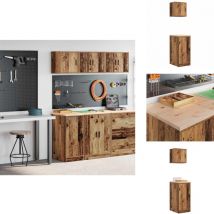 Armoires de garage 2 pcs vieux bois bois d'ingénierie - Armoire De Garage - Armoires De Garage - Armoire De Rangement De Garage - Armoire à Outils