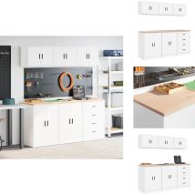 Armoires de garage 6 pcs blanc bois d'ingénierie - Armoire De Garage - Armoires De Garage - Armoire De Rangement De Garage - Armoire à Outils