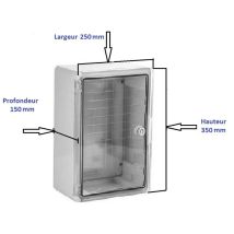 AR - moires électriques étanche saillie avec de plaque fond et support de fixation Coffret: 350x250x150 Vitré