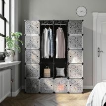 Skecten - Armoires Etagères Plastiques - Penderie Plastiques - Meuble Rangement 5 Etagères 20 Cubes - 184cm37cm147cm