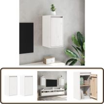 Armoires murales 2 pcs Blanc 30x30x60 cm Bois de pin massif - Étagère Murale - Bibliothèque Murale - Rangement Mural - Meuble Suspendu - Armoire