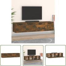 Qonovt - The Living Store Armoires murales 2pcs Chêne fumé 60x36,5x35cm Bois d'ingénierie - Meubles Mural - Armoire Murale - Étagère Murale