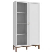 Meubletmoi - Armoirette vitrée décor gris et chêne avec portes réversibles - udine