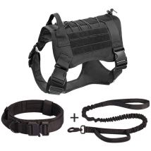 Kartokner - Ahlsen Arnés militar para perros con bolsillo y parche, chaleco táctico sin tirones para perros grandes, arnés para perros de servicio