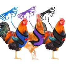 Verstellbares, weiches Geschirr, Hühnergeschirr, 3-teiliges Hühner-Sling, neue Haustier-Leine, verstellbar, bequem, atmungsaktiv, kleine Enten-Leine