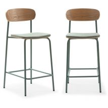 Calicosy - Lot de 2 tabourets en tissu avec pieds en métal noir H66 cm - adriana