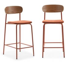 Calicosy - Lot de 2 tabourets en tissu avec pieds en métal noir H66 cm - adriana