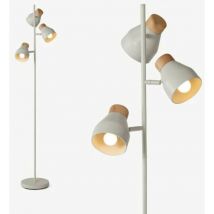 Arnold - Muted Grey with Wood Detail Floor Lamp - Muted grey with wood effect detail