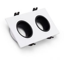 Aro Downlight Cuadrado Cónico Basculante para dos Bombillas LED GU10 / GU5.3 Corte 75x150 mm Blanco / Negro