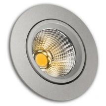 Aro led cob aluminio basculante red.plata 5W.cálida