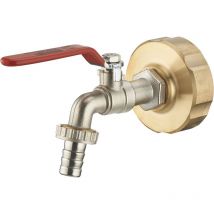 Kit per serbatoio da 1000L, raccordo in ottone s60-femmina 3/4 + rubinetto 1/4 di giro maschio 3/4 - Aroz