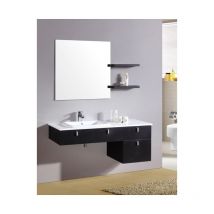 Bagno Italia - Arredo moderno sospeso color nero cm 120 lavabo ceramica specchiera inclusa miscelatore omaggio