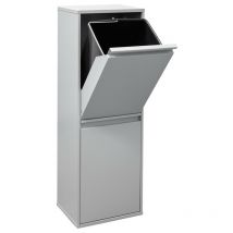 Basic Poubelle de recyclage en acier, poubelle de tri sélectif, 2 seaux, 2 x 17L (34L), Gris CR202-B - Arregui