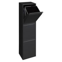 Arregui Basic Pattumiera Per Raccolta Differenziata, 3 Secchi, Mobile D'Acciaio Per Differenziata, 3 X 17 L (51 L) Nero Cr306-b