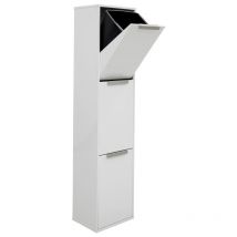 Ecoclas Poubelle de recyclage en acier, poubelle de tri sélectif, blanc, 3 seaux : 3 x 17 l (51 l) CR301-E - Arregui