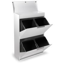 ARREGUI Ecoclas Plus Pattumiera per raccolta differenziata con ripiano superiore multiuso, mobile d'acciaio per differenziata, bianco 4 secchi 4 x 17